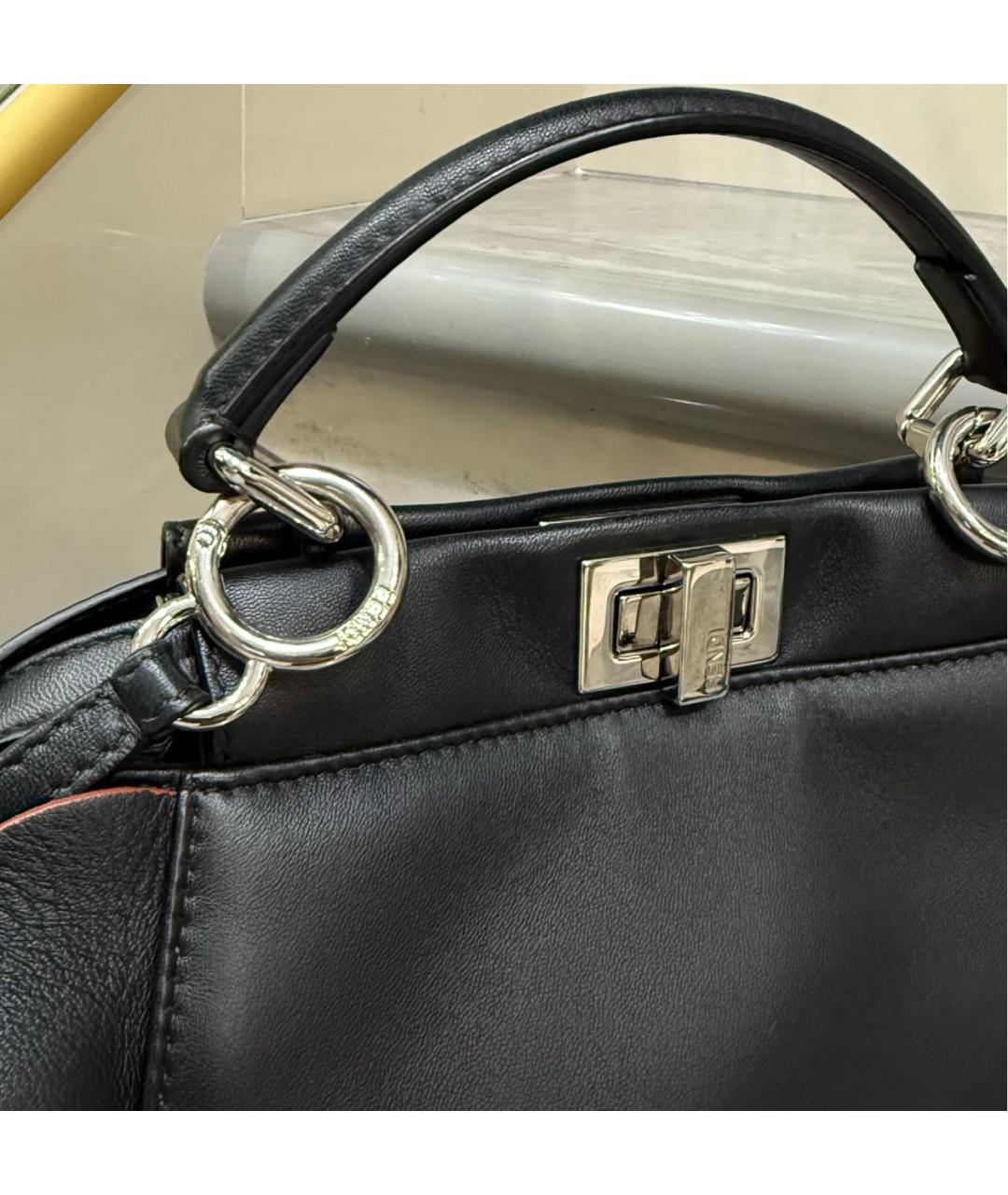 FENDI Черная кожаная сумка через плечо, фото 4