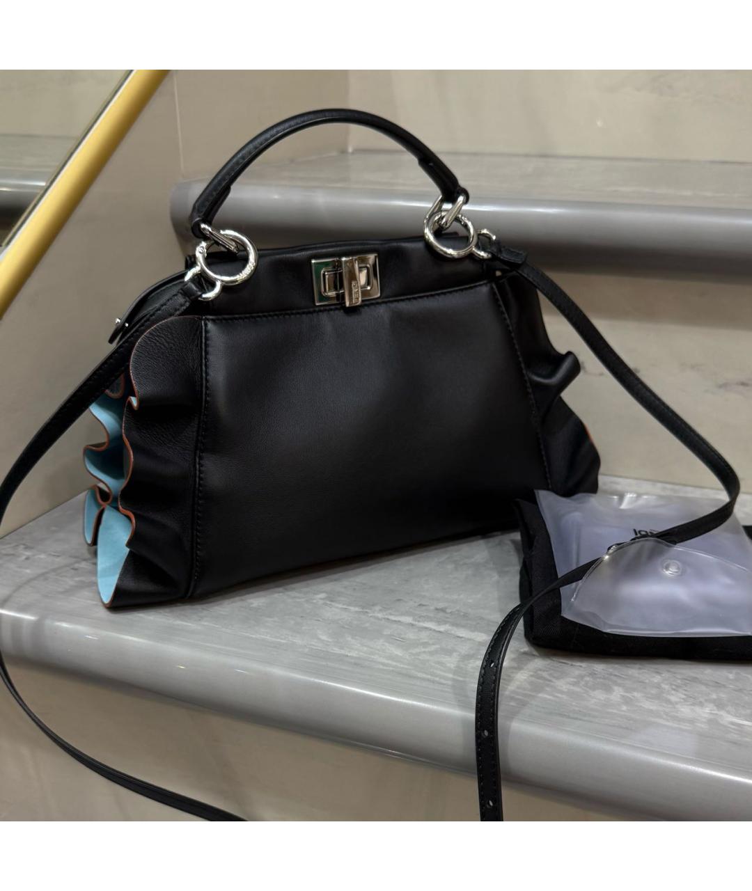 FENDI Черная кожаная сумка через плечо, фото 2