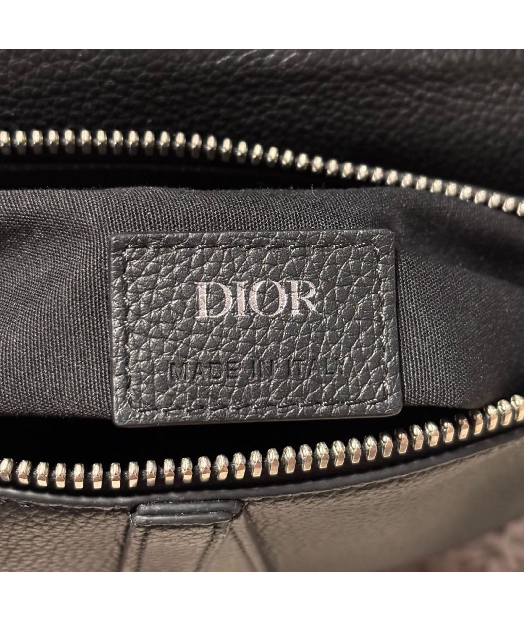 CHRISTIAN DIOR Черная кожаная поясная сумка, фото 5