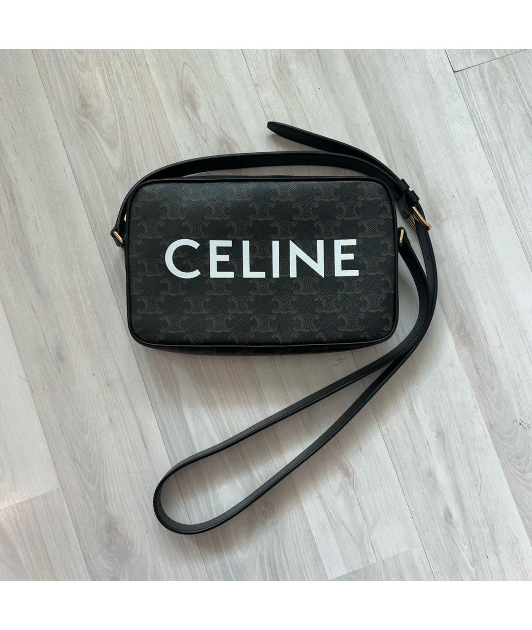 CELINE Черная кожаная сумка на плечо, фото 5