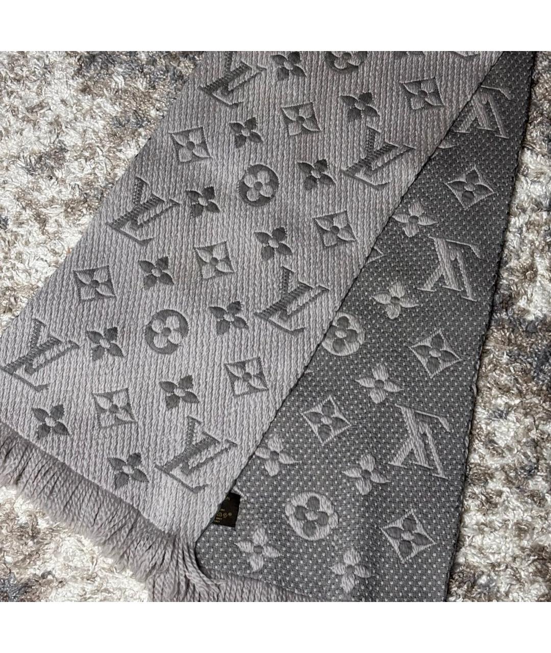 LOUIS VUITTON Серый шарф, фото 3