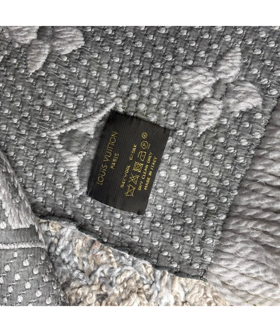 LOUIS VUITTON Серый шарф, фото 5
