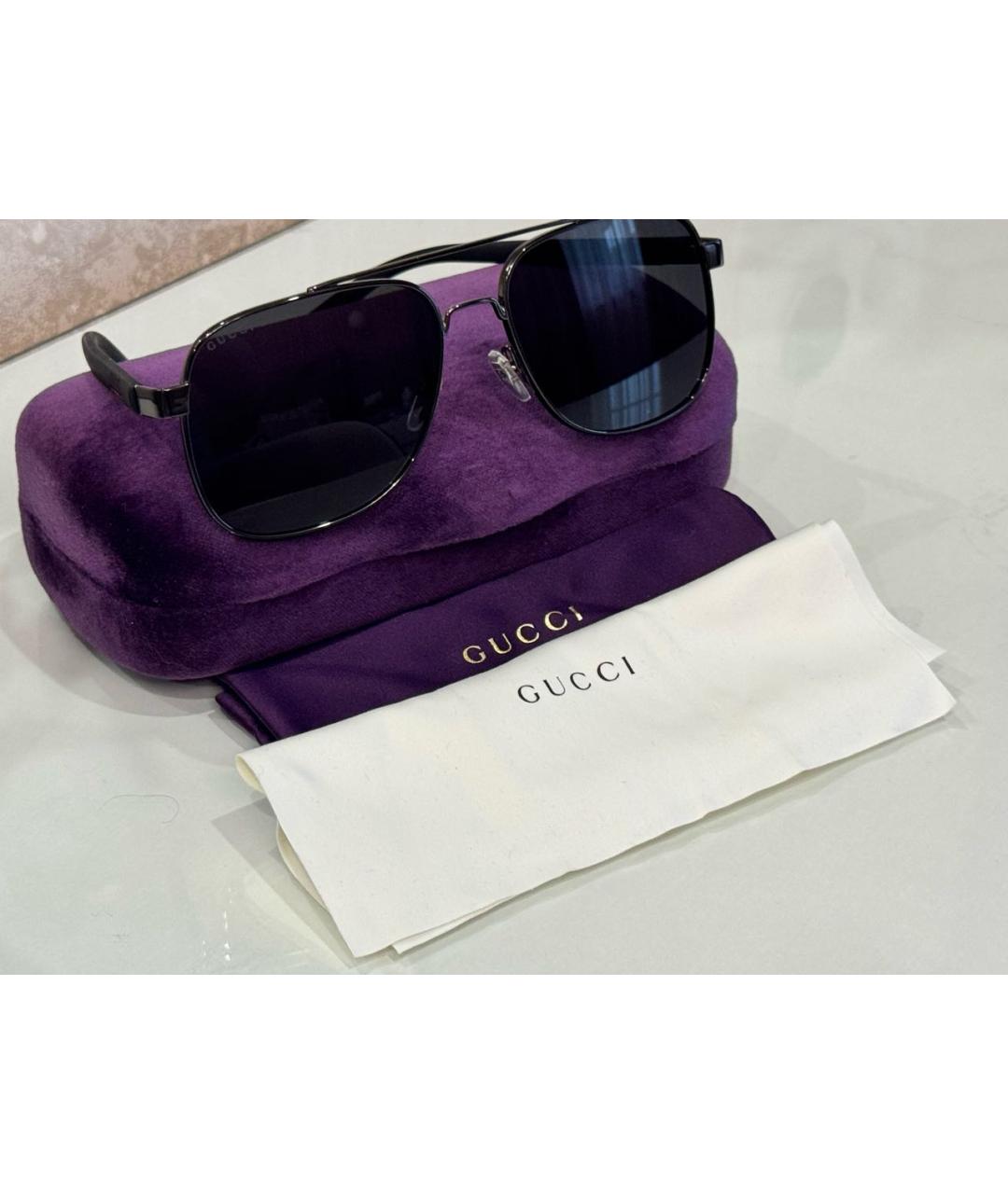 GUCCI Серые металлические солнцезащитные очки, фото 5