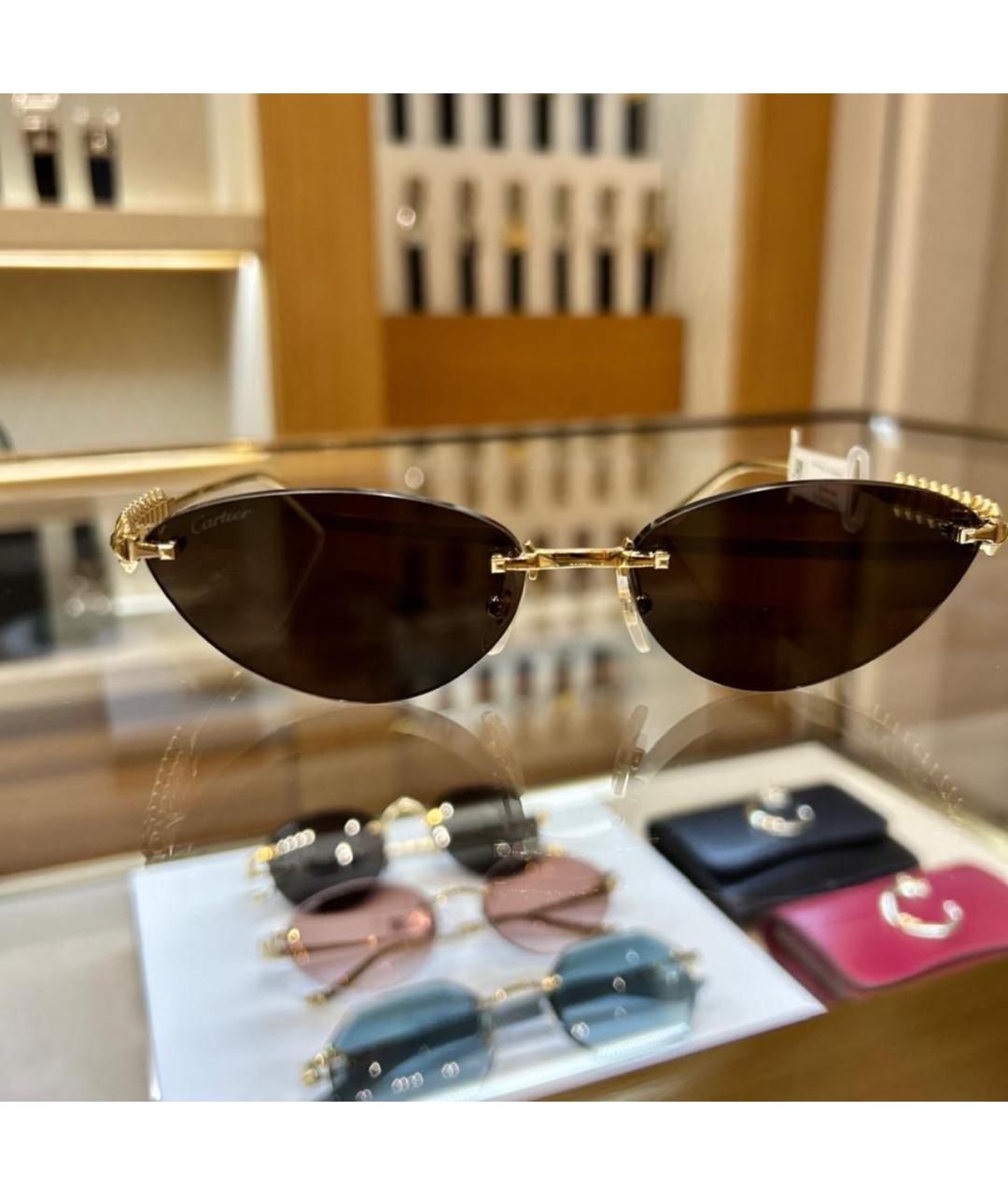 CARTIER Антрацитовые металлические солнцезащитные очки, фото 2