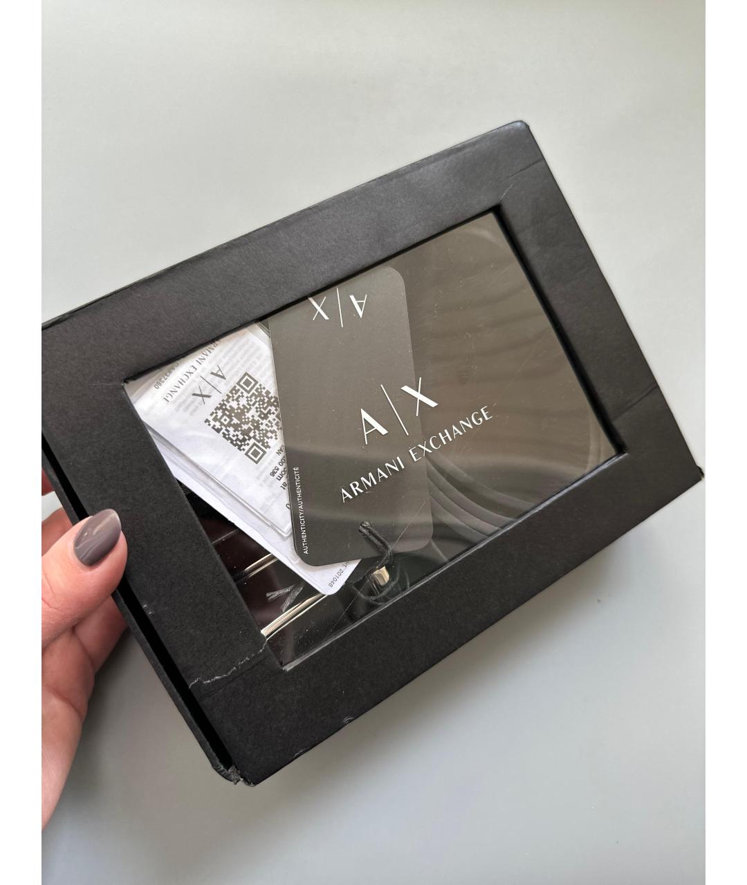 ARMANI EXCHANGE Черный кожаный ремень, фото 6