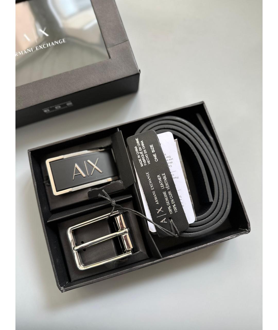 ARMANI EXCHANGE Черный кожаный ремень, фото 5