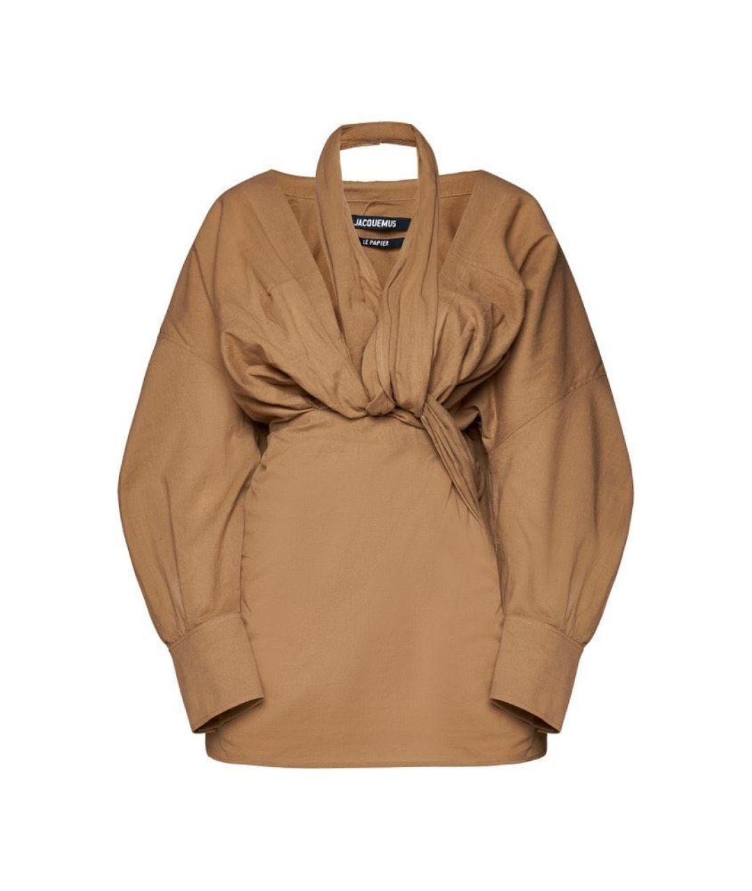 JACQUEMUS Коричневое льняное повседневное платье, фото 1