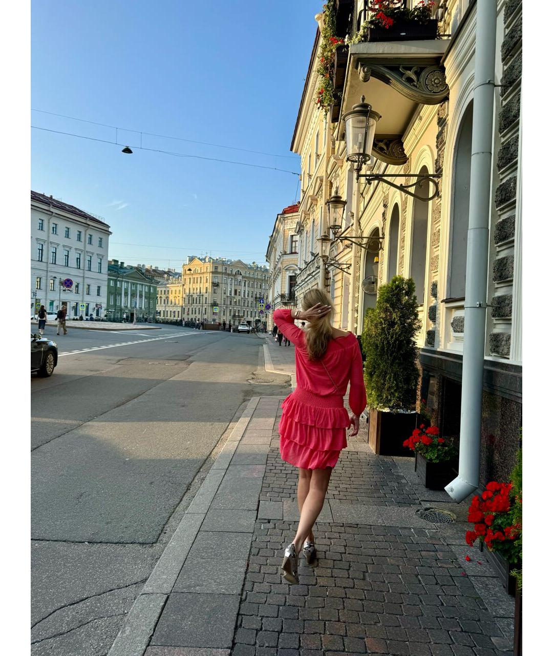 MICHAEL KORS Коралловое полиэстеровое коктейльное платье, фото 3