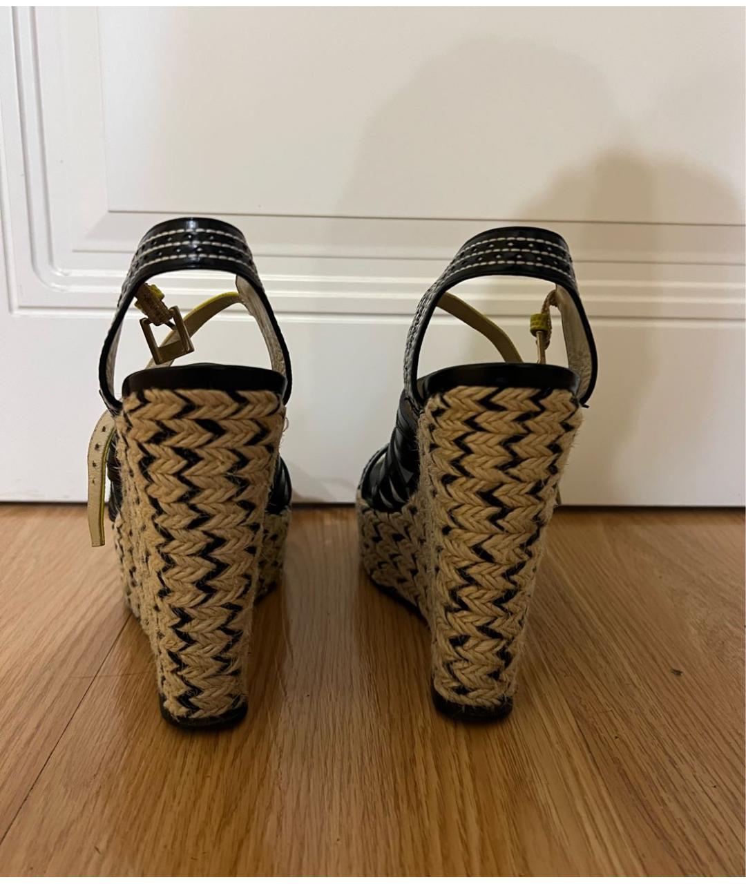 ETRO Черные кожаные босоножки, фото 4