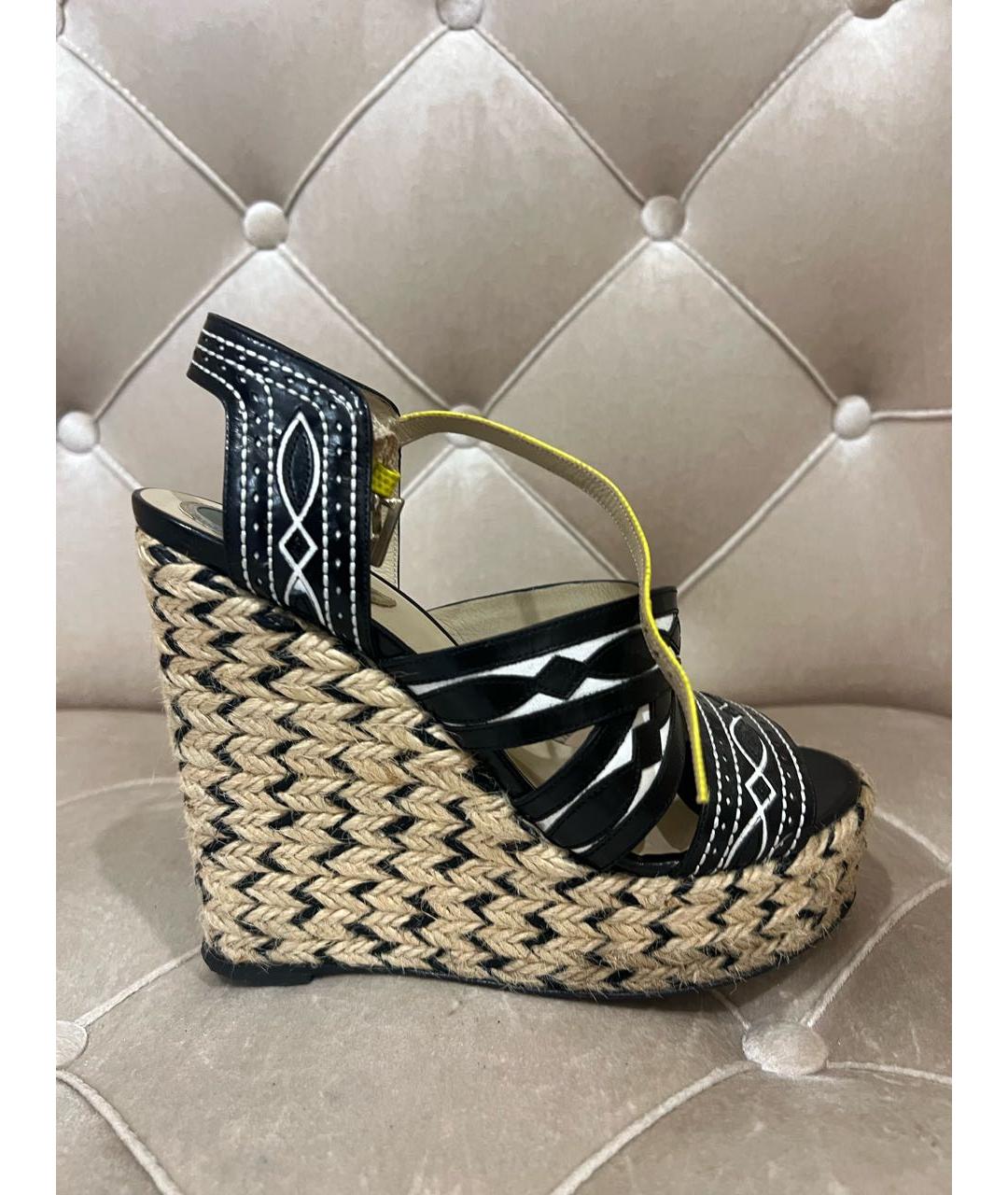 ETRO Черные кожаные босоножки, фото 3