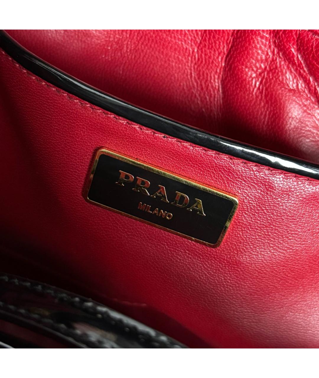 PRADA Хаки сумка с короткими ручками из лакированной кожи, фото 4