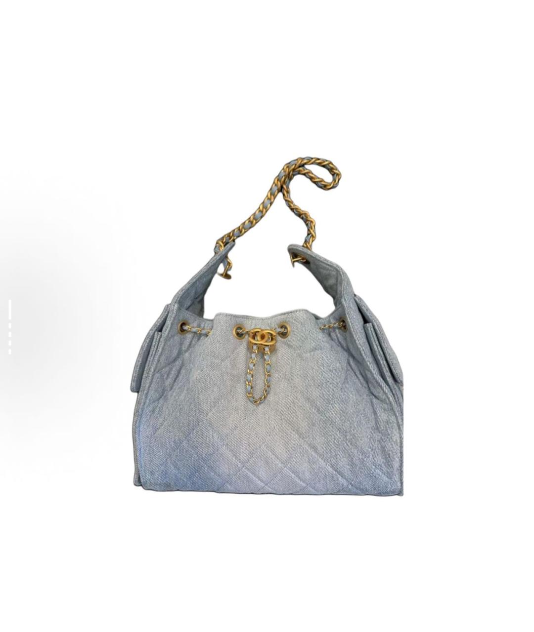 CHANEL Голубая деним сумка тоут, фото 4