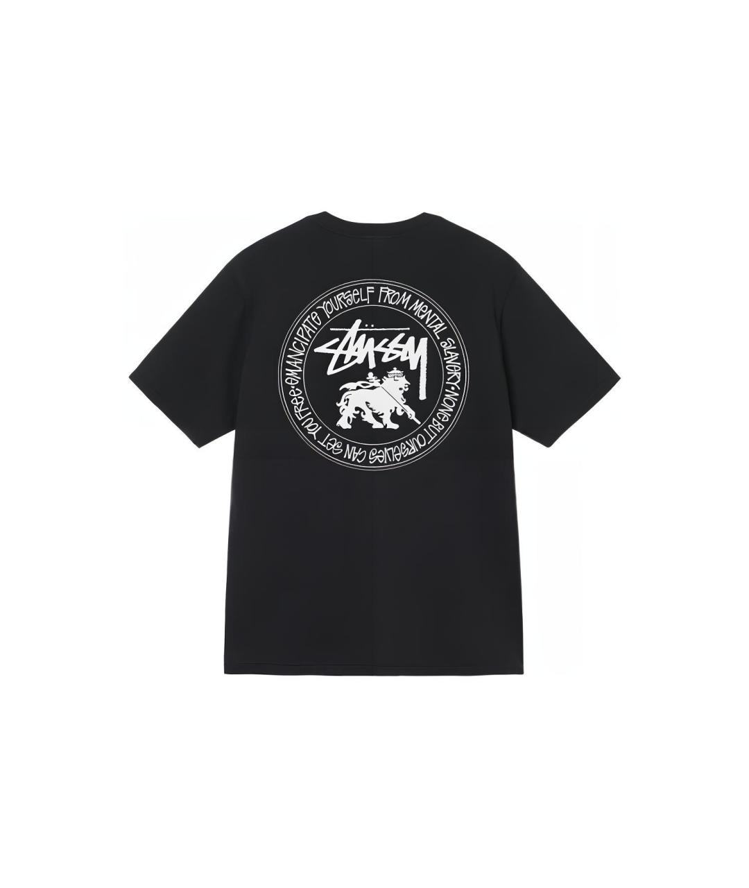 STUSSY Черная хлопковая футболка, фото 2
