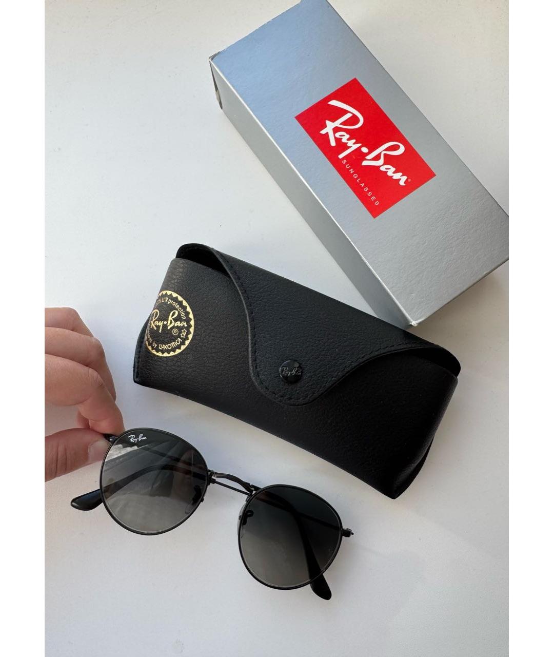 RAY BAN Антрацитовые металлические солнцезащитные очки, фото 7