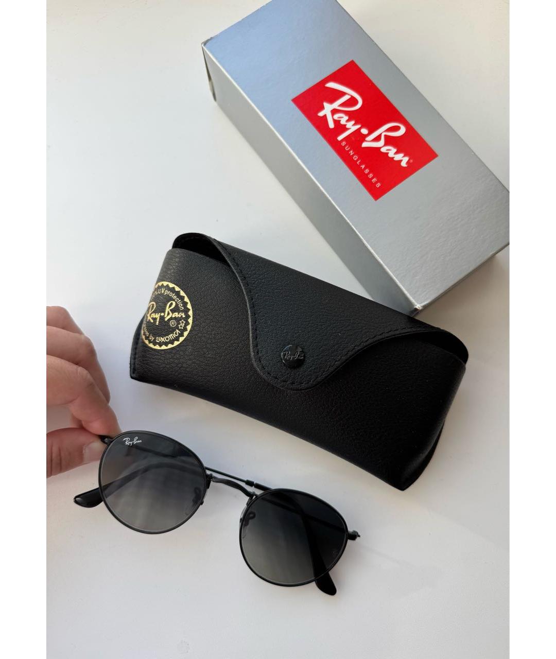 RAY BAN Антрацитовые металлические солнцезащитные очки, фото 5