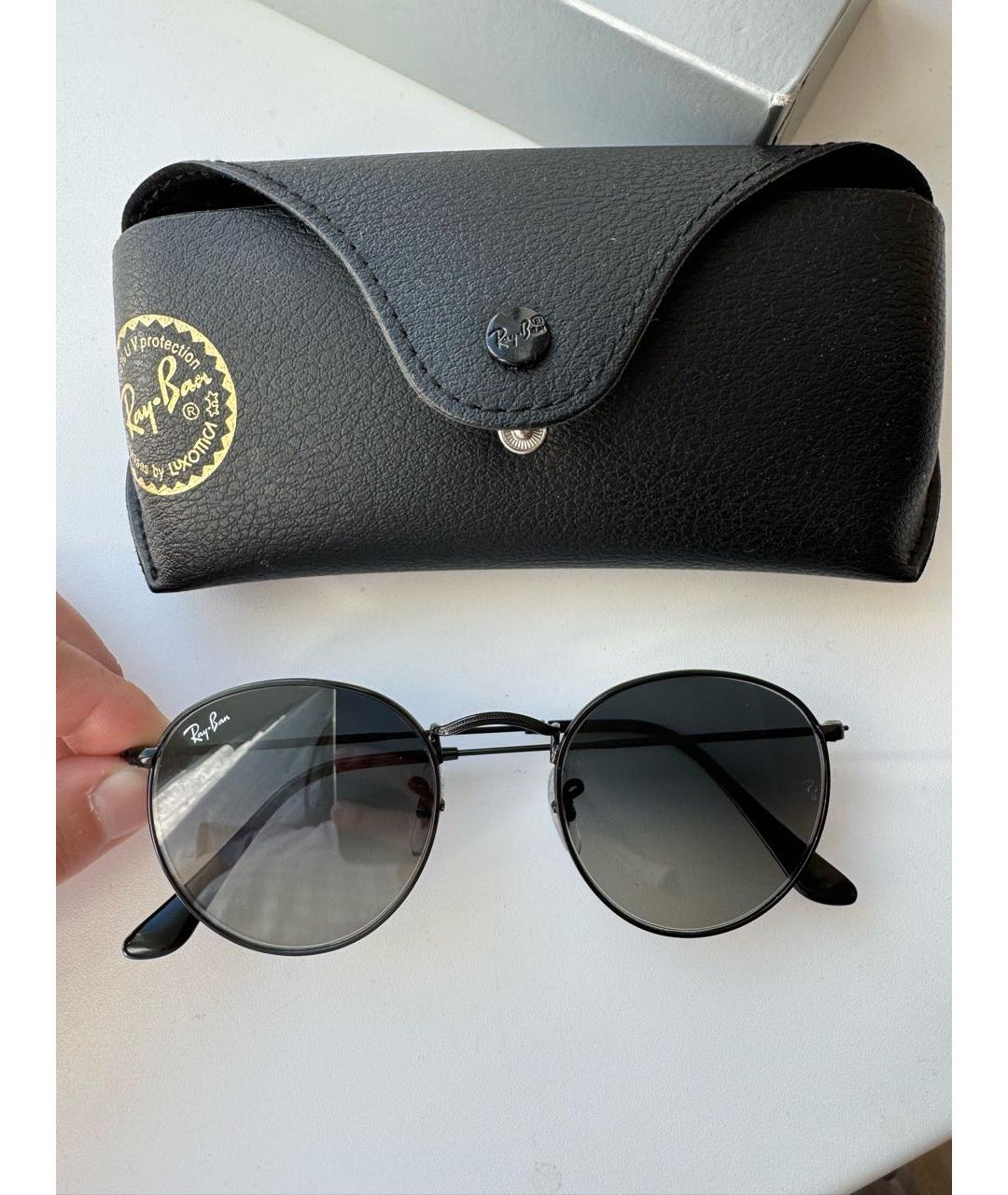 RAY BAN Антрацитовые металлические солнцезащитные очки, фото 2