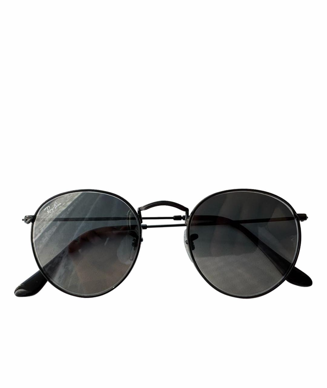RAY BAN Антрацитовые металлические солнцезащитные очки, фото 1