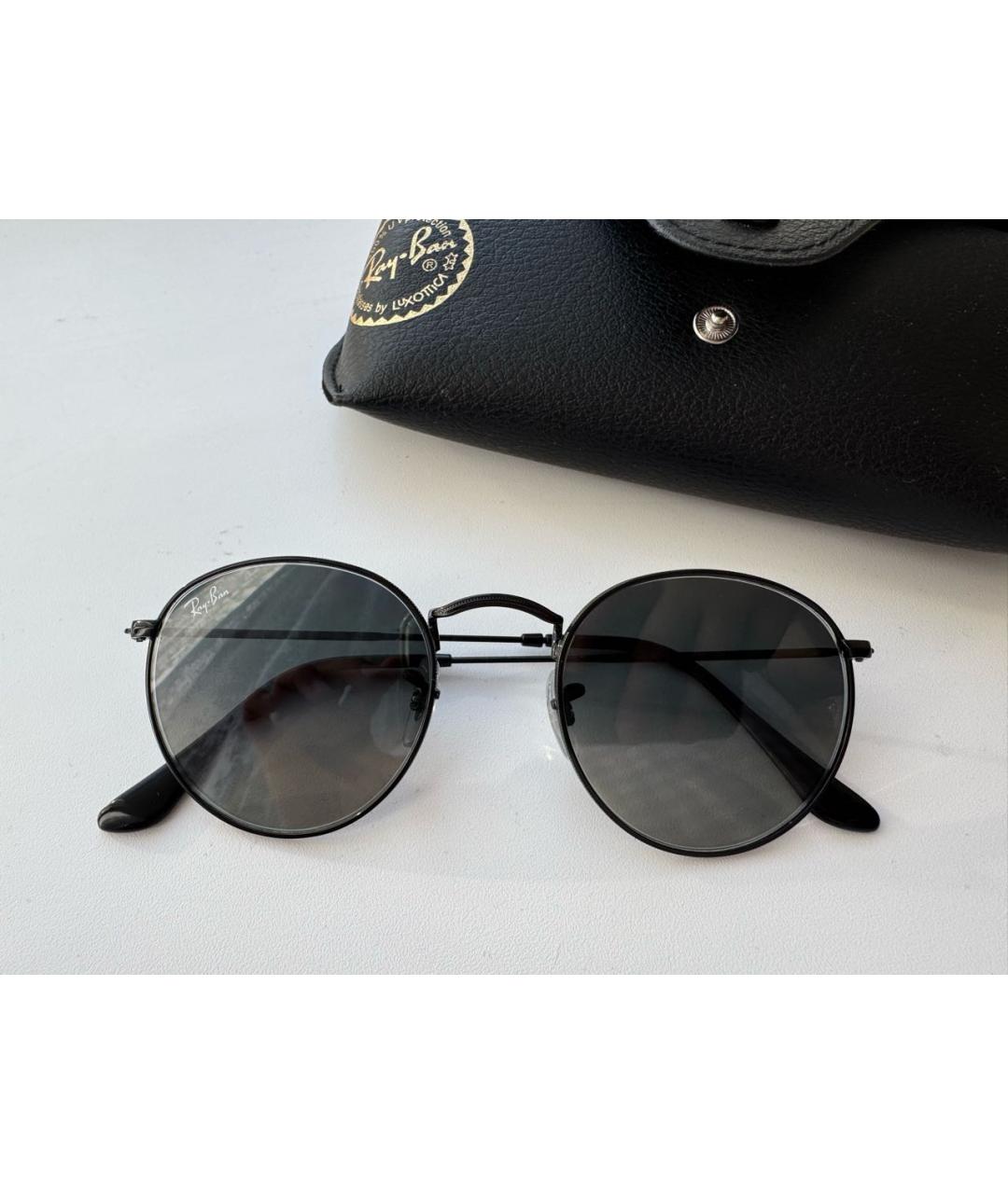 RAY BAN Антрацитовые металлические солнцезащитные очки, фото 8