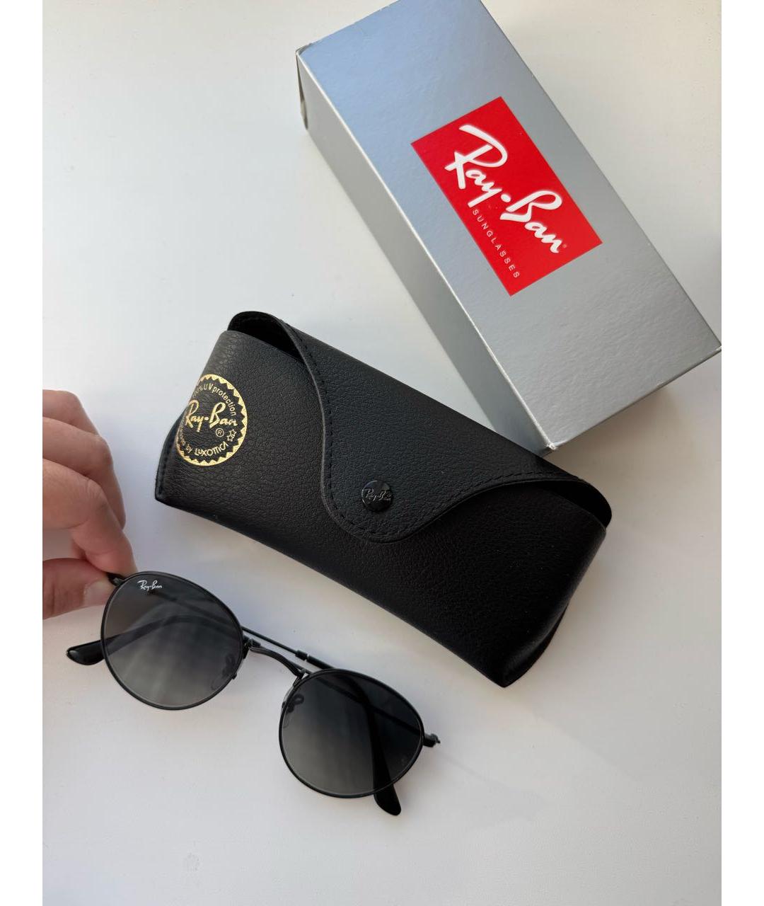 RAY BAN Антрацитовые металлические солнцезащитные очки, фото 6