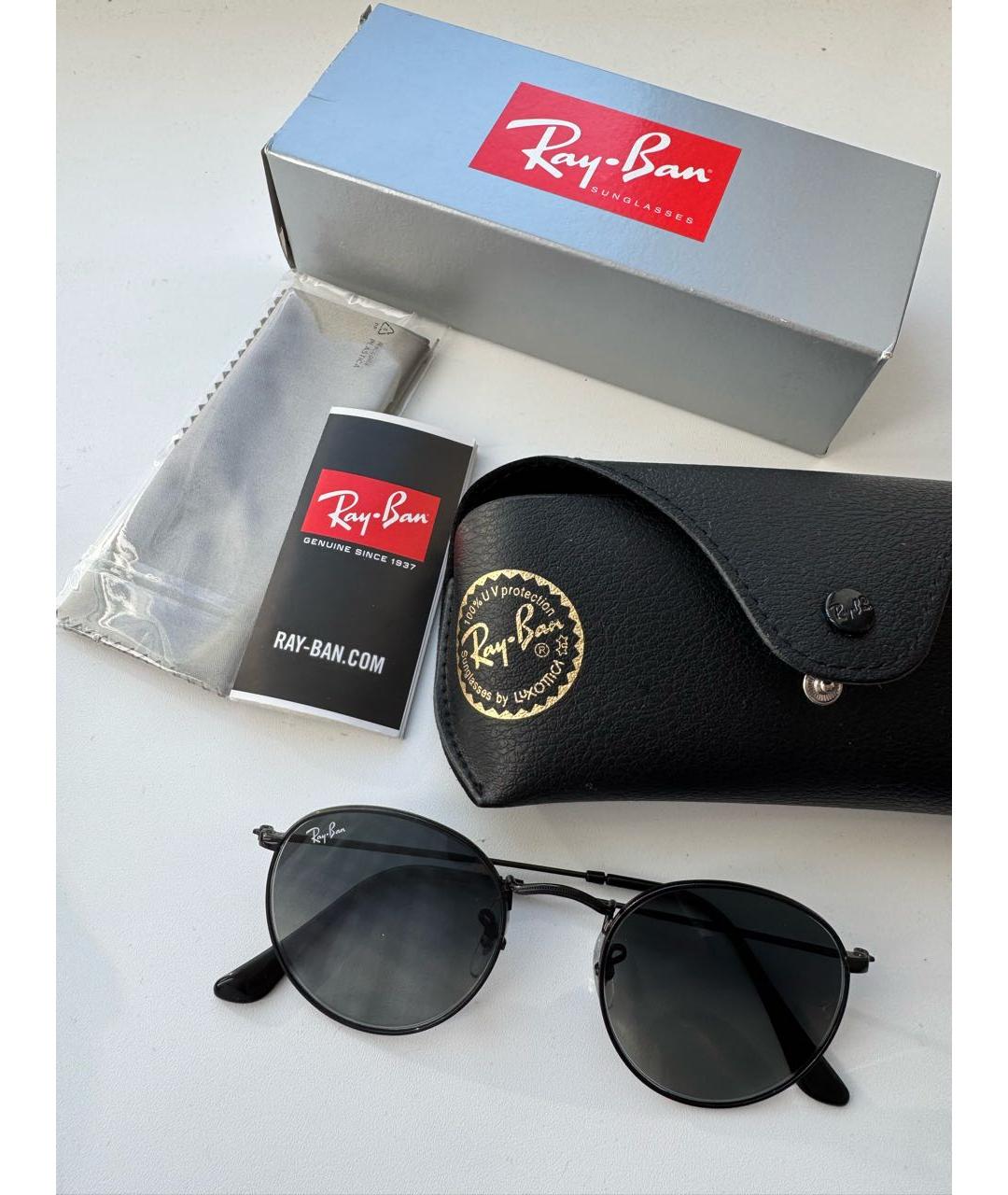 RAY BAN Антрацитовые металлические солнцезащитные очки, фото 3