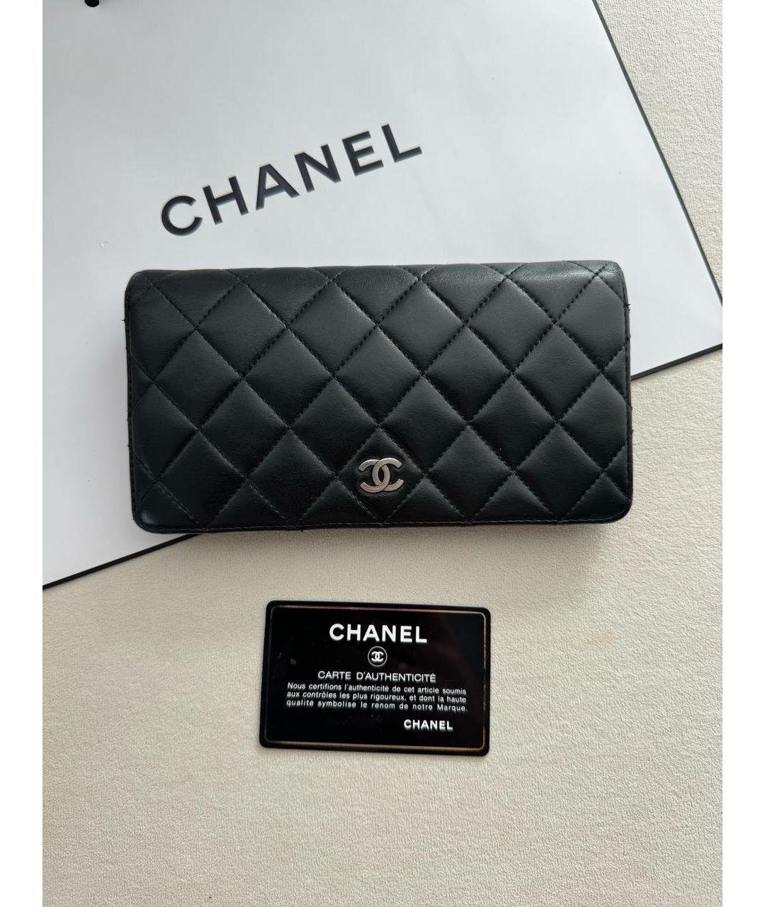 CHANEL Черный кожаный кошелек, фото 9