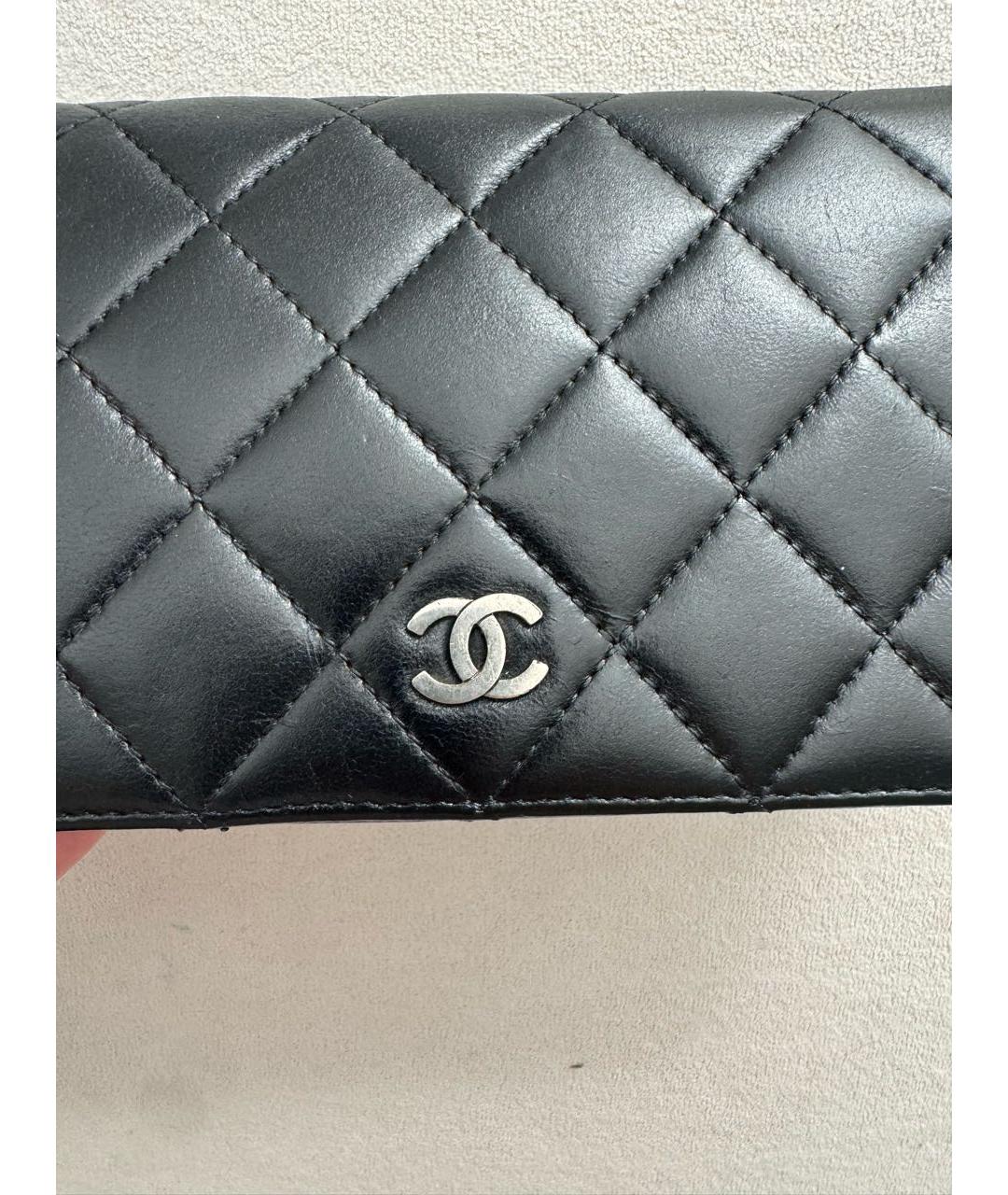 CHANEL Черный кожаный кошелек, фото 6