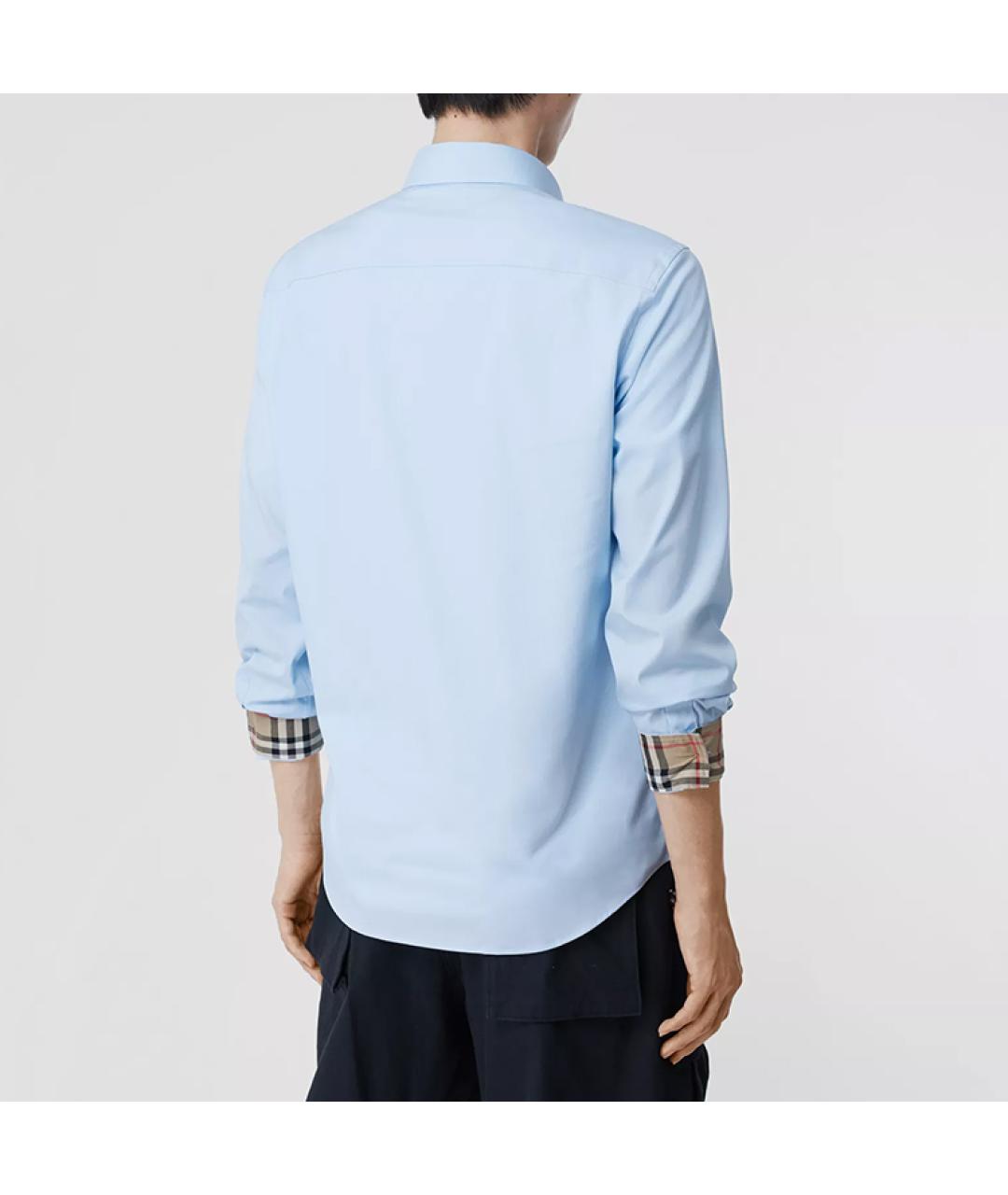 BURBERRY Голубая хлопковая кэжуал рубашка, фото 3