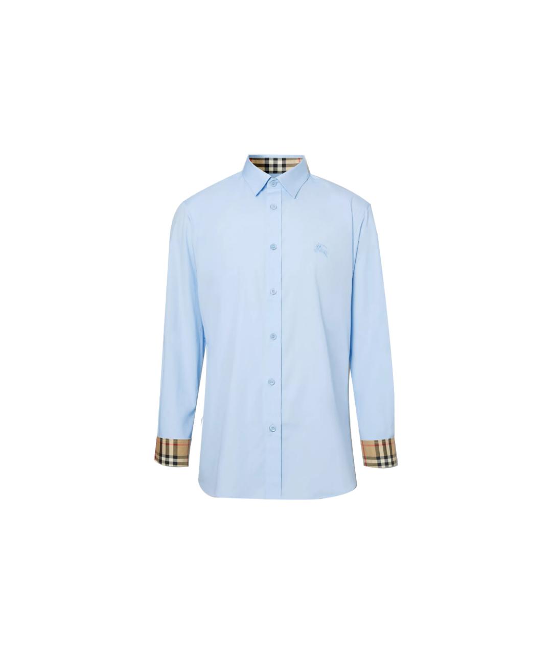 BURBERRY Голубая хлопковая кэжуал рубашка, фото 5