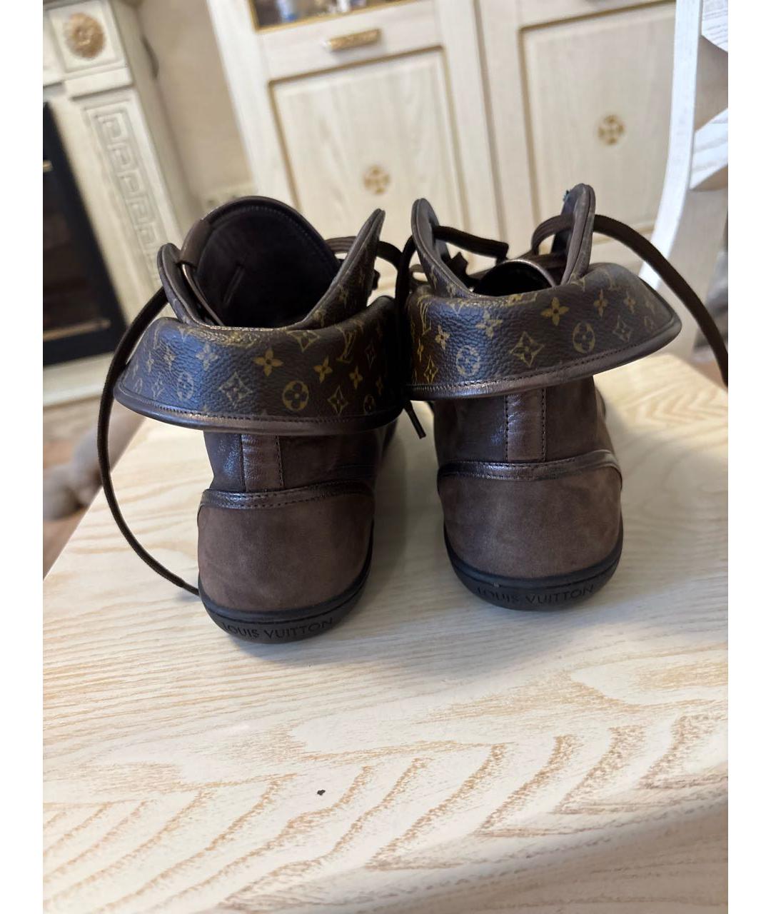 LOUIS VUITTON Коричневые кожаные кеды, фото 4