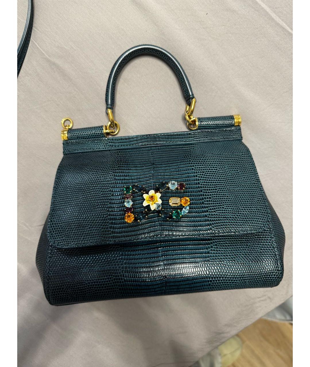 DOLCE&GABBANA Зеленая кожаная сумка тоут, фото 3