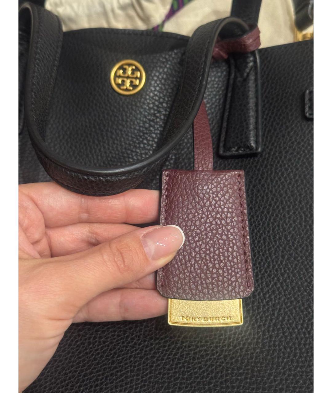 TORY BURCH Черная кожаная сумка тоут, фото 7