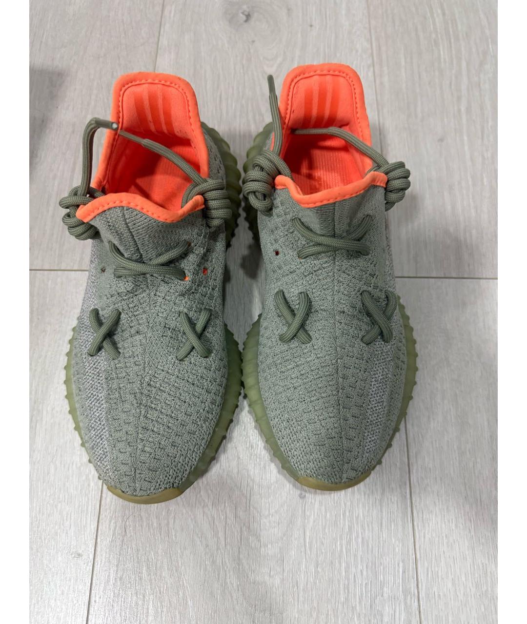 ADIDAS YEEZY Зеленые текстильные кроссовки, фото 2