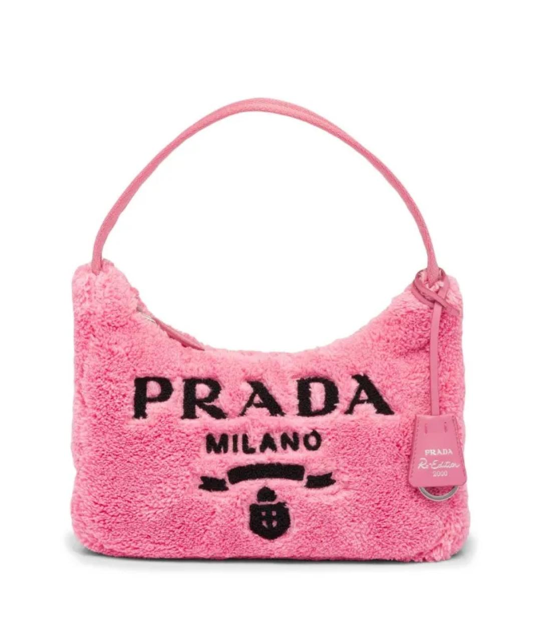 PRADA Розовая меховая сумка с короткими ручками, фото 1