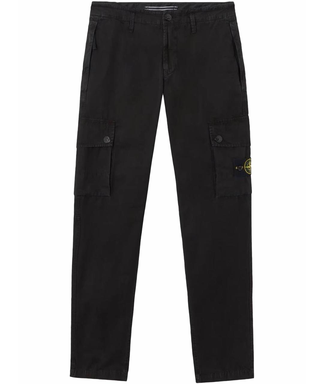 STONE ISLAND Черные хлопковые повседневные брюки, фото 1