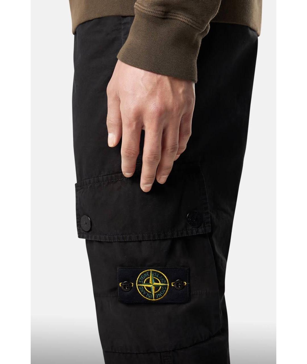 STONE ISLAND Черные хлопковые повседневные брюки, фото 4