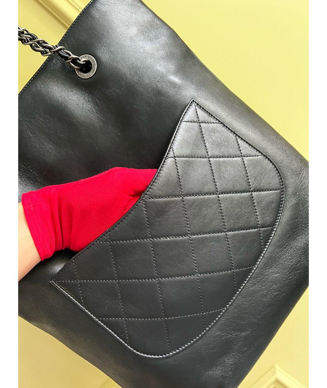 CHANEL Черная кожаная сумка тоут, фото 8