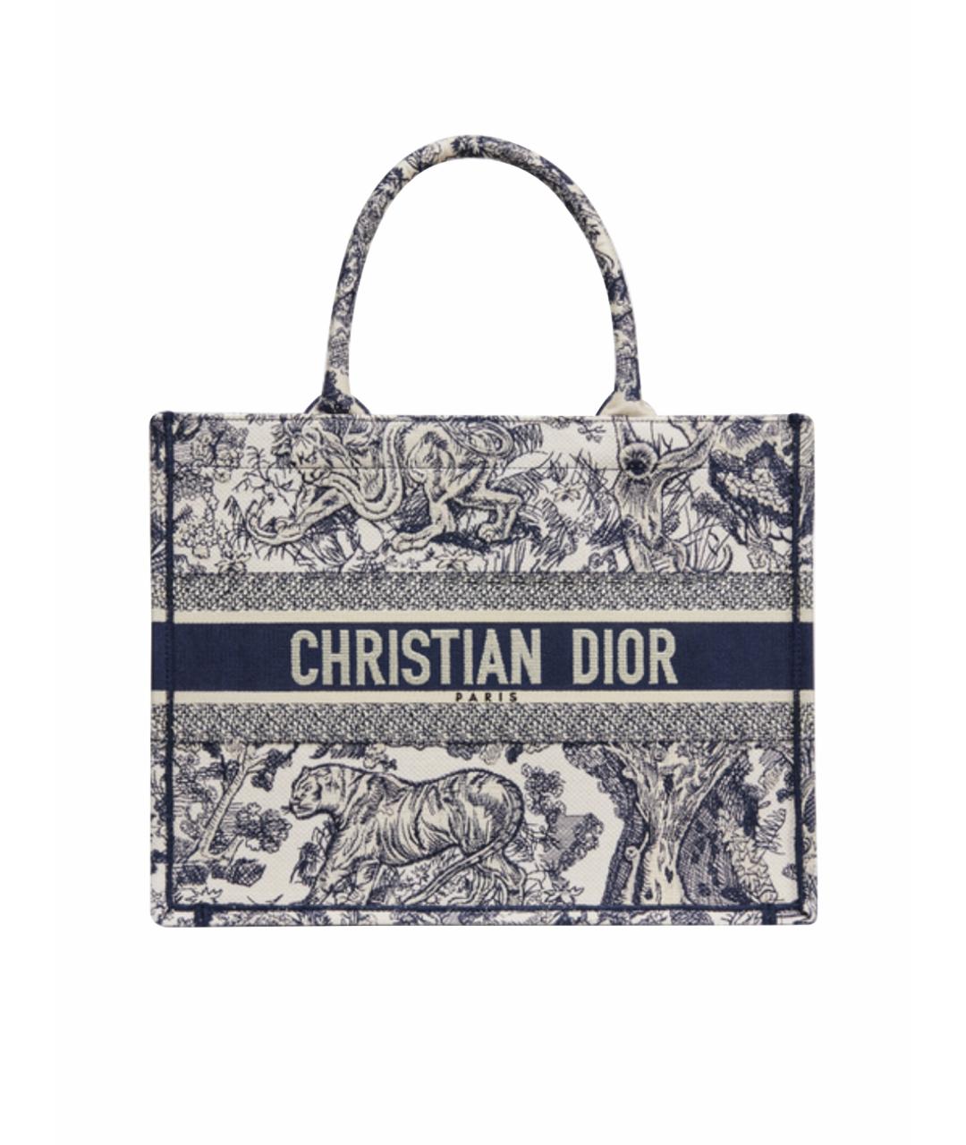 CHRISTIAN DIOR Темно-синяя жаккардовая сумка тоут, фото 1