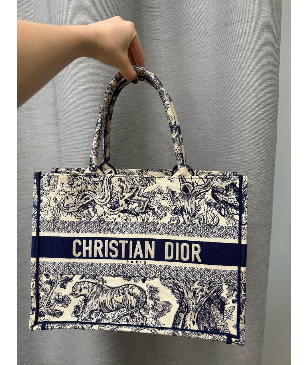CHRISTIAN DIOR Темно-синяя жаккардовая сумка тоут, фото 2