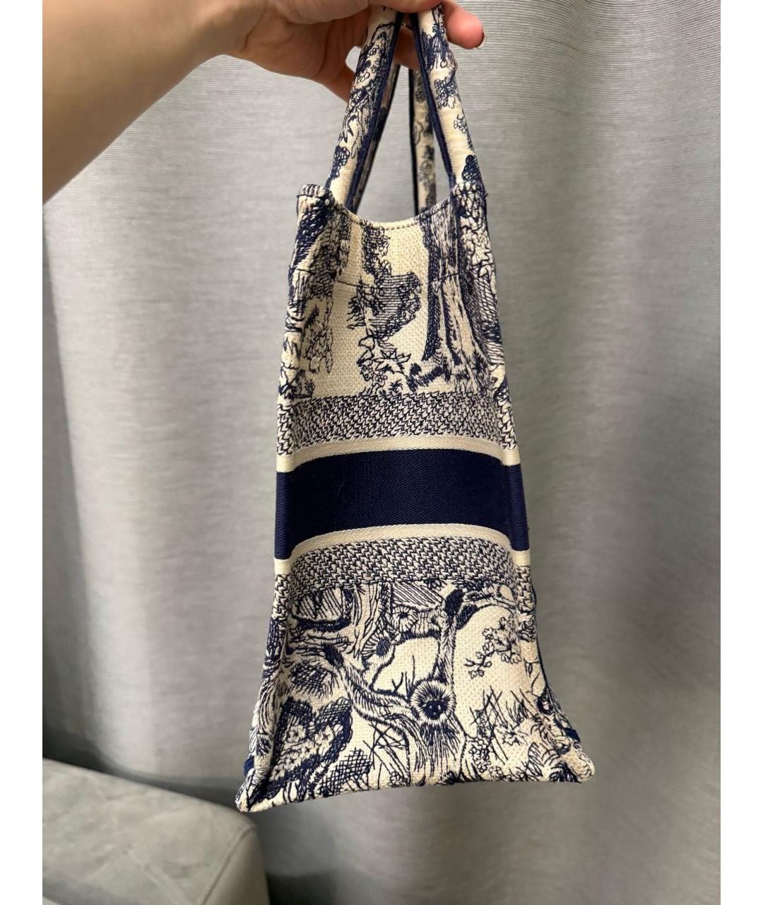 CHRISTIAN DIOR Темно-синяя жаккардовая сумка тоут, фото 3