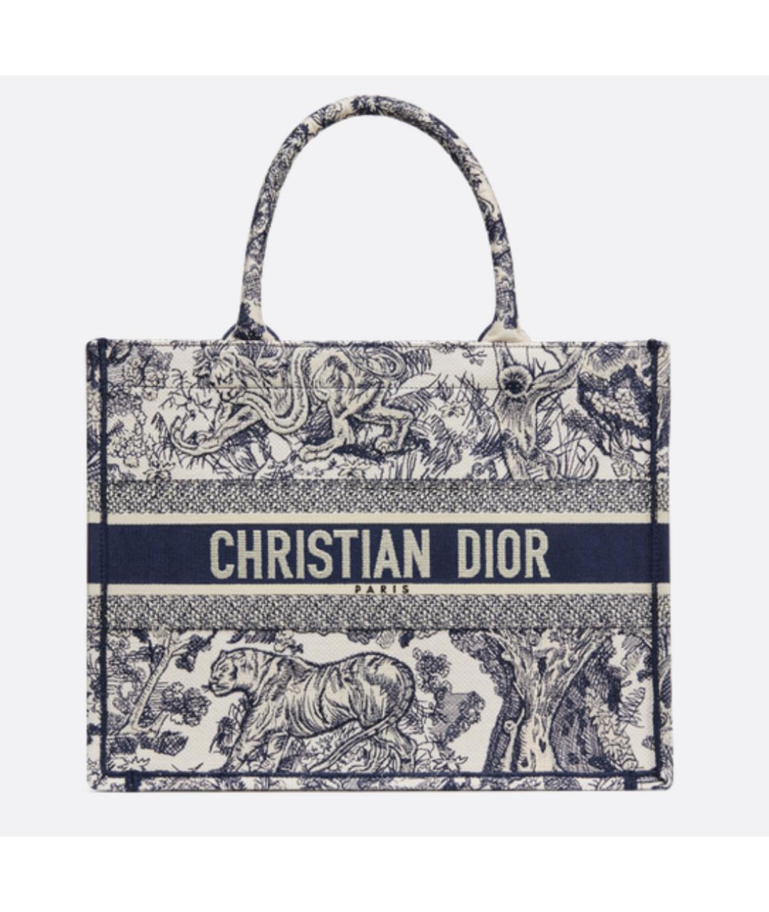 CHRISTIAN DIOR Темно-синяя жаккардовая сумка тоут, фото 9