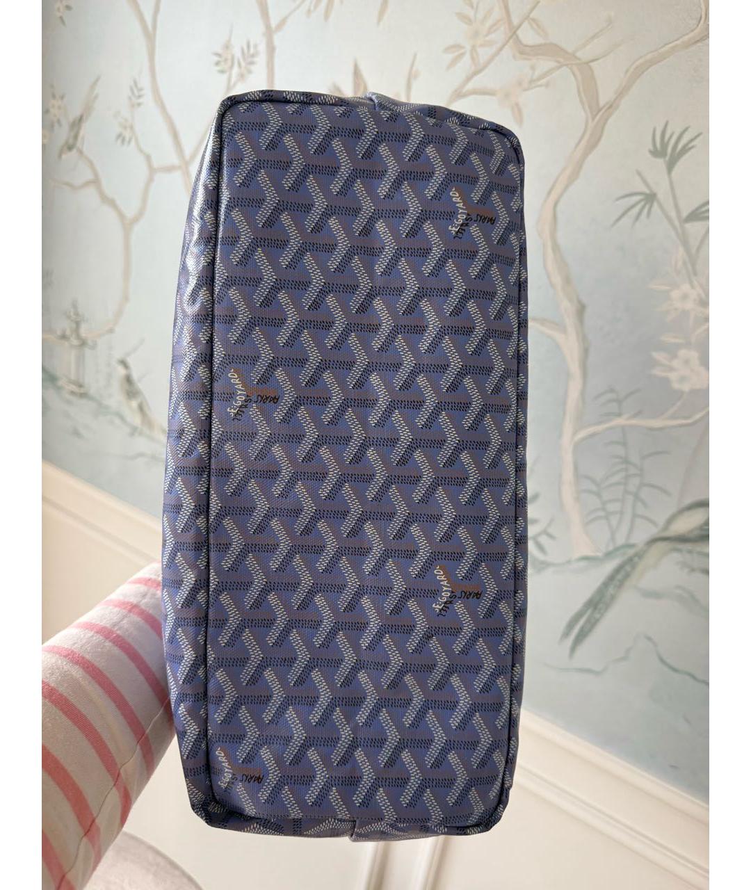 GOYARD Голубая льняная сумка тоут, фото 2