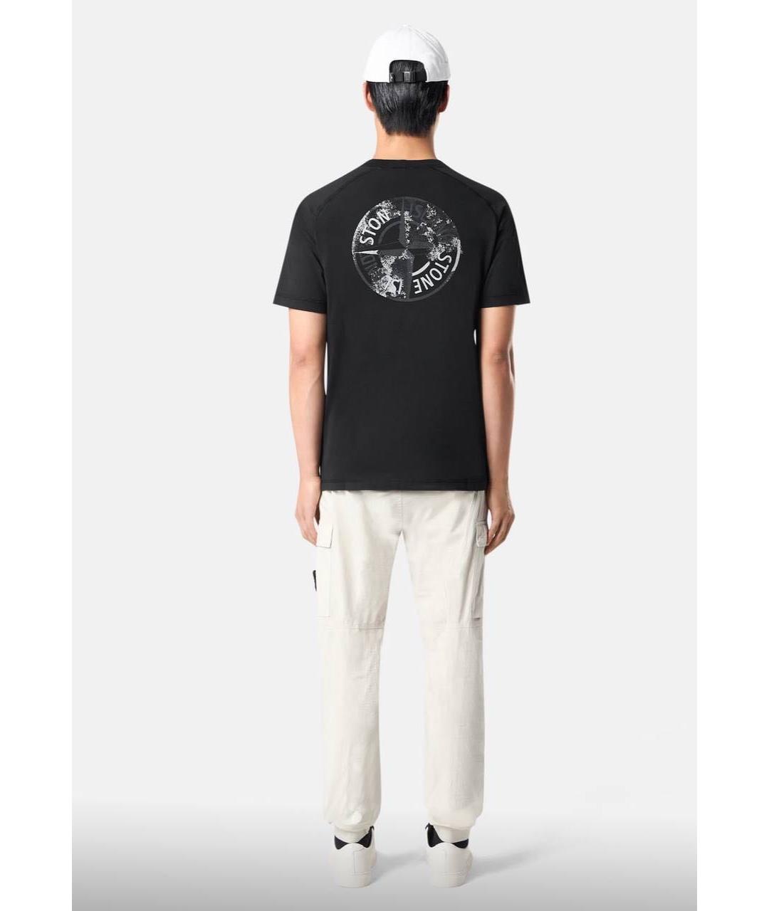 STONE ISLAND Черная хлопковая футболка, фото 4