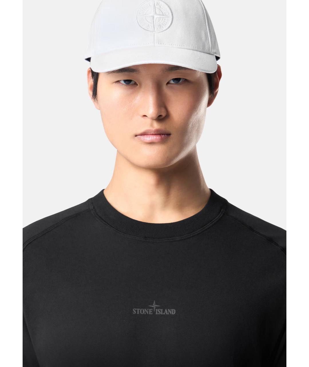 STONE ISLAND Черная хлопковая футболка, фото 3