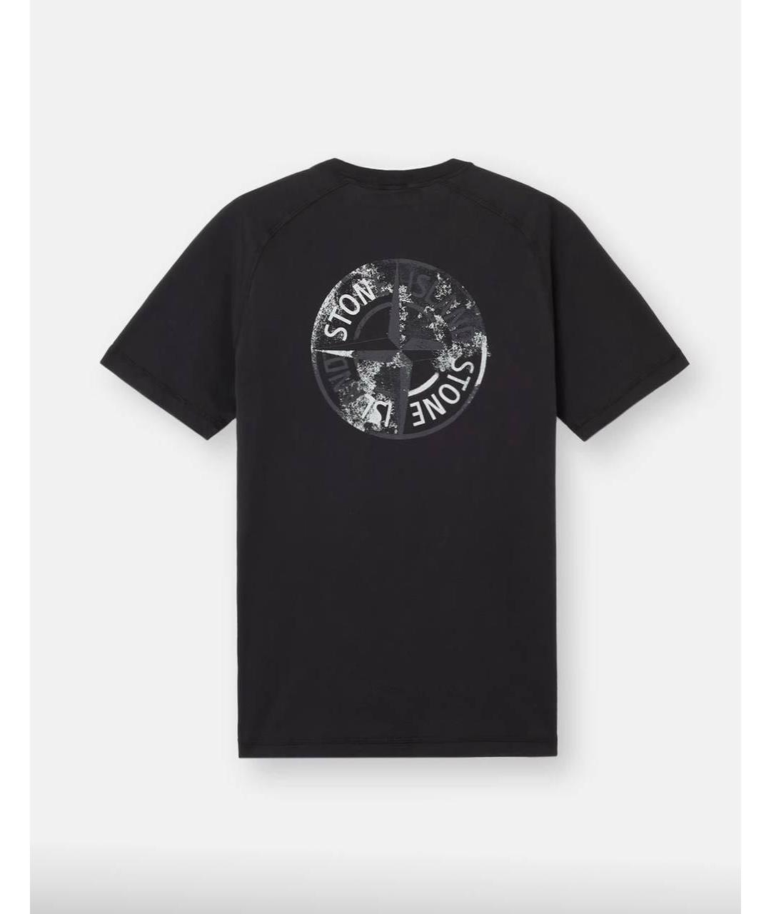 STONE ISLAND Черная хлопковая футболка, фото 2