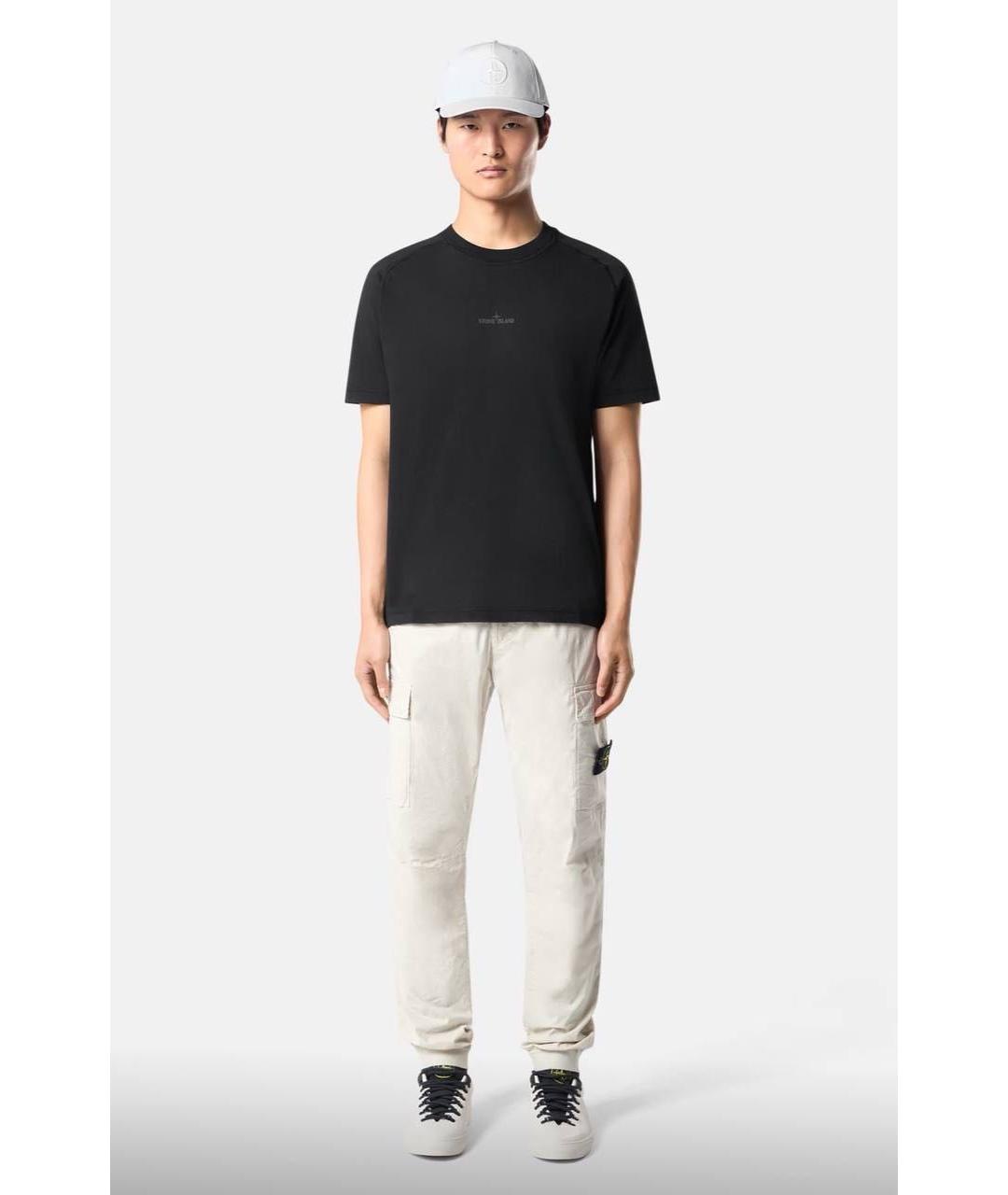 STONE ISLAND Черная хлопковая футболка, фото 5