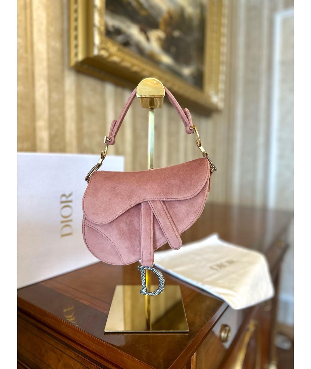 CHRISTIAN DIOR Розовая бархатная сумка с короткими ручками, фото 3