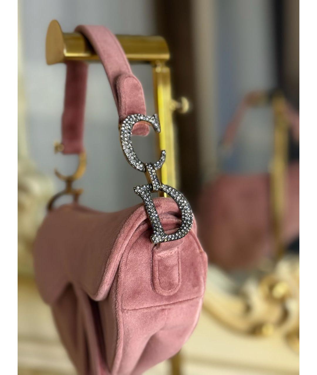 CHRISTIAN DIOR Розовая бархатная сумка с короткими ручками, фото 4