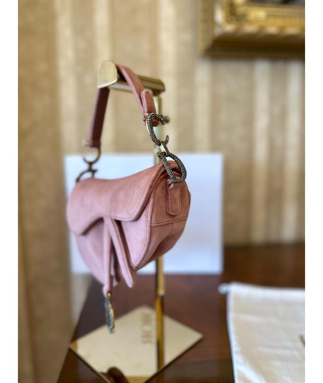 CHRISTIAN DIOR Розовая бархатная сумка с короткими ручками, фото 5