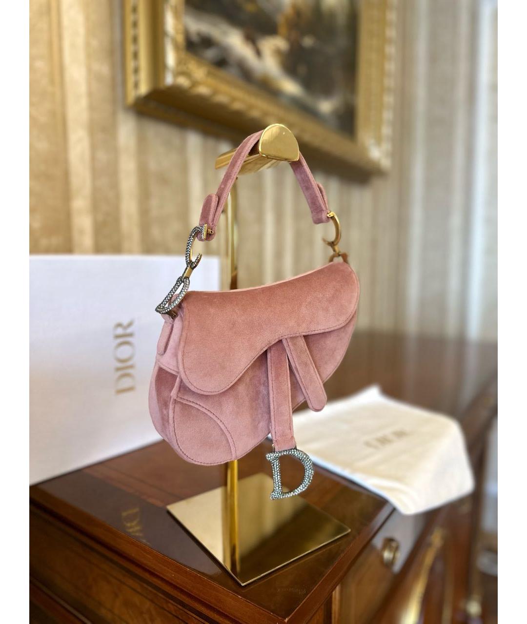 CHRISTIAN DIOR Розовая бархатная сумка с короткими ручками, фото 2