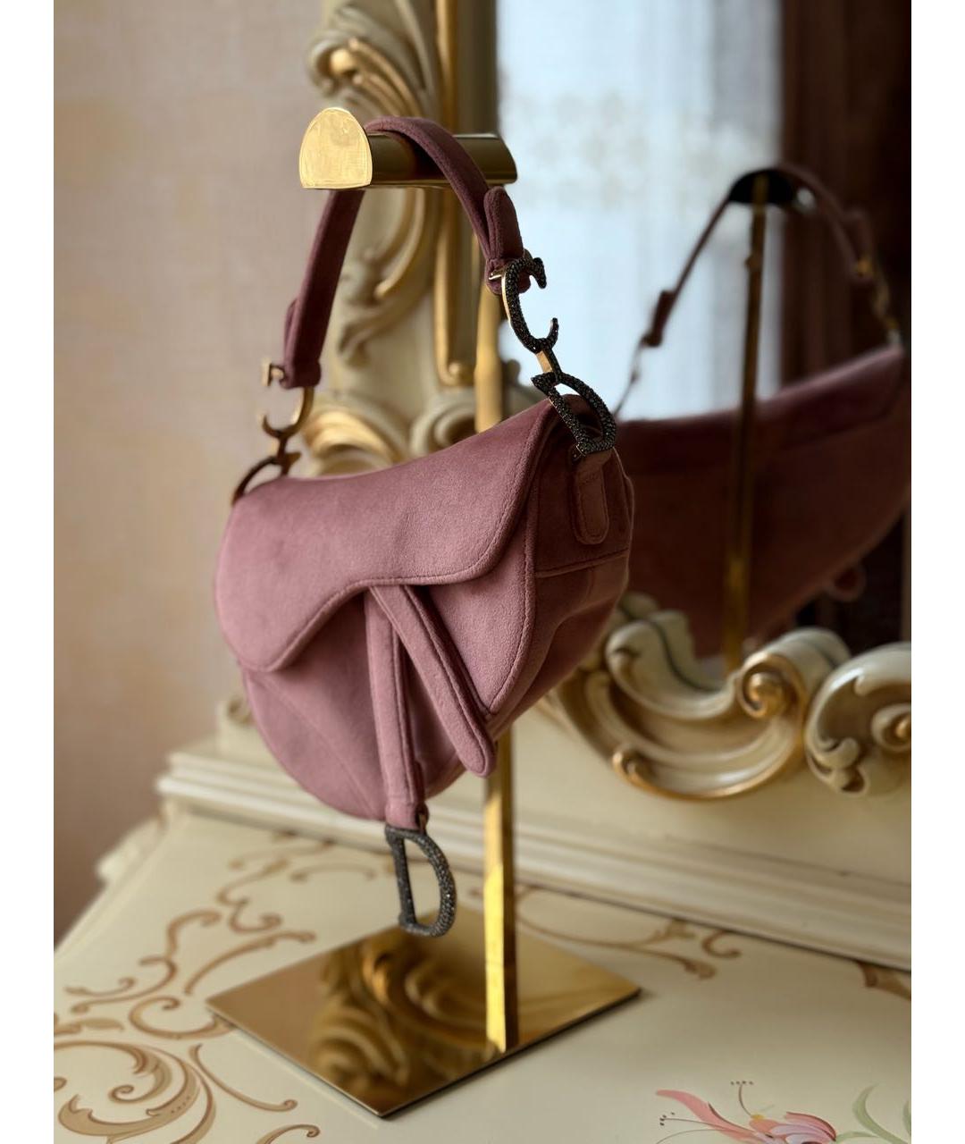 CHRISTIAN DIOR Розовая бархатная сумка с короткими ручками, фото 2